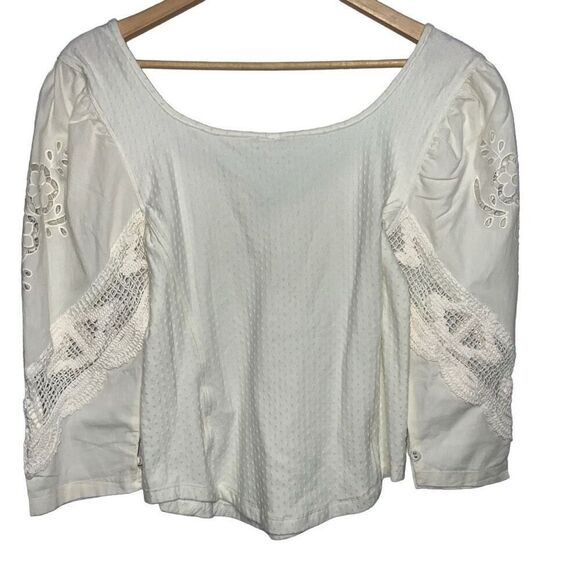 NEW Free People Brunch Date Henley Top Moonglow size M - Picture 3 of 11